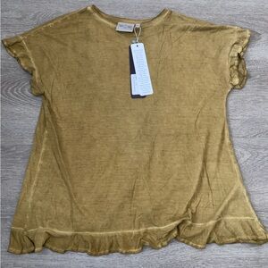 NWT Dantelle Old Brass Yellow Ruffle Top Size S
